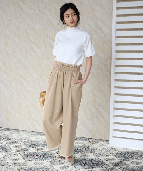Bou Jeloud（ブージュルード）の「【WEB限定】プチハイネックベーシック半袖ニットTOPS（ニット/セーター・レディース・ブラック/ライトブルー/オフホワイト/イエロー/ベージュ/グレー/サックスブルー/テラコッタ/ラベンダー/ネイビー・FREE）」の15枚目の写真