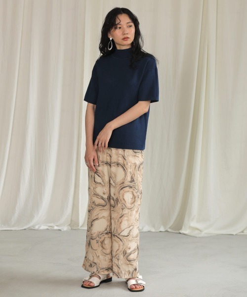 セール】【WEB限定】プチハイネックベーシック半袖ニットTOPS