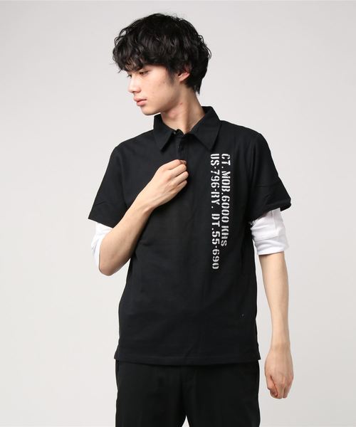 VIBGYOR(ヴィブジョー)の「アンサンブル ミリタリーポロ (RM)(ポロシャツ・メンズ・ホワイト/ブラック/グレー/ピンク・MEDIUM/LARGE/X-LARGE)」の3枚目の写真