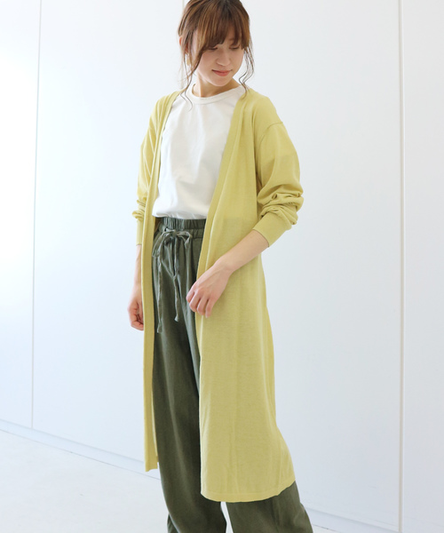 AMERICAN HOLIC（アメリカンホリック）の「接触冷感ロングニットカーディガン（カーディガン/ボレロ・レディース・ブラック/ネイビー/イエロー/アイボリー/モカ・M/L）」の5枚目の写真