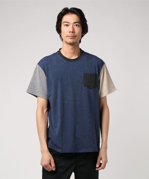 go slow caravan(ゴースローキャラバン)の「Butch&Phillip/ブッチ&フィリップ ネップ切替TEE(Tシャツ/カットソー・メンズ・ライトグレー/ブラック/ネイビー・MEDIUM/LARGE/X-LARGE)」の3枚目の写真