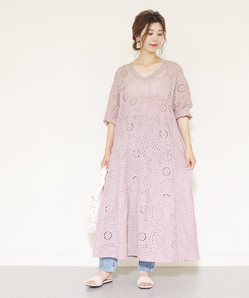 reca(レカ)の「コットンレースビッグシルエットバックリボンワンピース(ワンピース・レディース・ブラック/ラベンダー/オフホワイト・FREE)」の6枚目の写真