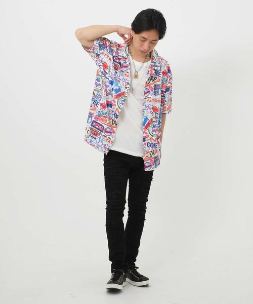 ATTI(アッティ)の「ネオンサイン総柄シャツ(シャツ/ブラウス・メンズ・ホワイト/ブラック・FREE)」の5枚目の写真
