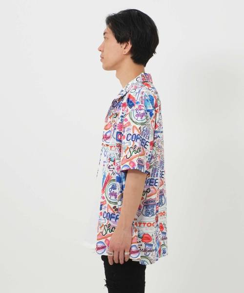 ATTI(アッティ)の「ネオンサイン総柄シャツ(シャツ/ブラウス・メンズ・ホワイト/ブラック・FREE)」の9枚目の写真