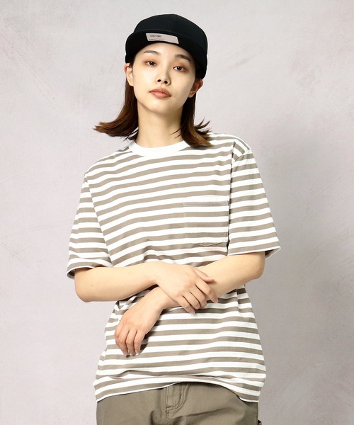 Healthknit(ヘルスニット)の「【 HealthKnit / ヘルスニット 】ベーシックボーダー半袖Tシャツ 6402 SIP(Tシャツ/カットソー・メンズ・カーキ/ネイビー/ブラック・SMALL/MEDIUM/LARGE)」の2枚目の写真