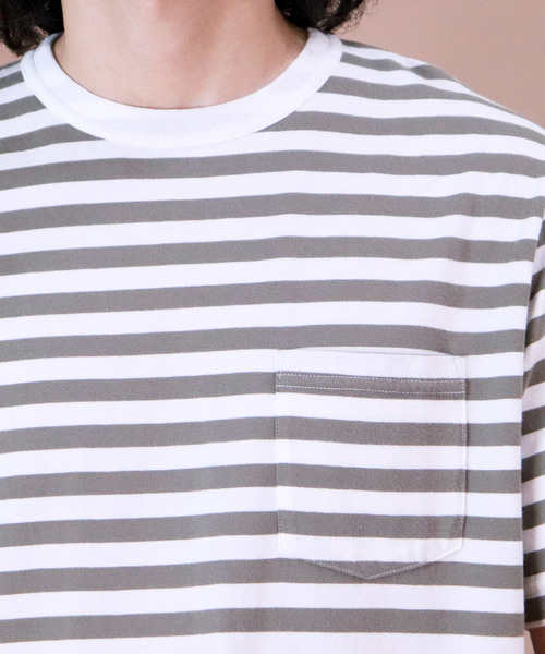 Healthknit(ヘルスニット)の「【 HealthKnit / ヘルスニット 】ベーシックボーダー半袖Tシャツ 6402 SIP(Tシャツ/カットソー・メンズ・カーキ/ネイビー/ブラック・SMALL/MEDIUM/LARGE)」の8枚目の写真
