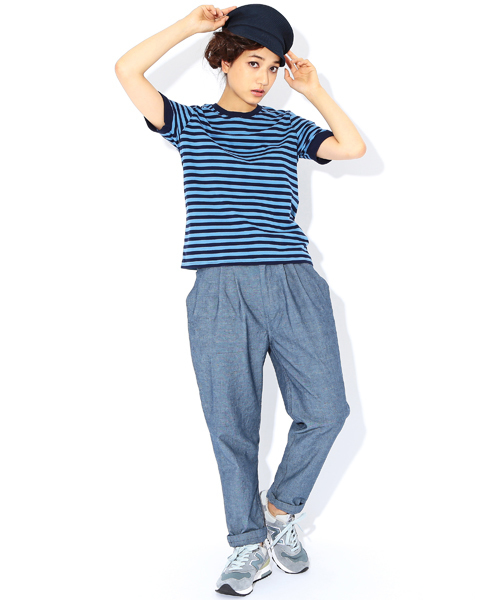 BEAMS BOY（ビームスボーイ）の「○BEAMS BOY / 1cm ボーダー Uネック ショートスリーブ **（Tシャツ/カットソー・レディース・グレー/ブラック/ネイビー・ONE SIZE）」の4枚目の写真