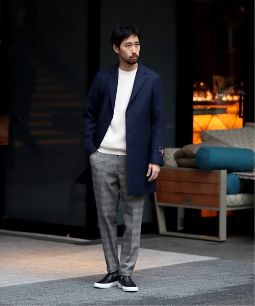 未使用 EDIFICE メルトンウール100% 3Bロングチェスターコート L