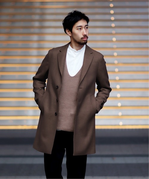 セール】100s メランジメルトンチェスターコート（チェスターコート