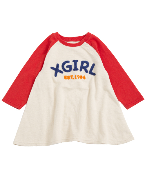 X-girl Stages（エックスガールステージス）の「FLARE B/B TEE DRESS  （4T～7T）/ ワンピース（ワンピース・キッズ・ブラック/チャコールグレー/レッド・4T/6T/7T/5T）」の3枚目の写真