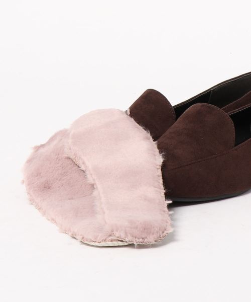 KOBE LETTUCE(コウベレタス)の「ファー中敷きSETスクエアトゥローファーシューズ(ローファー・レディース・ブラック系その他/ダークブラウン/ブラック/ブラウン系その他・L/LL/M/S)」の7枚目の写真