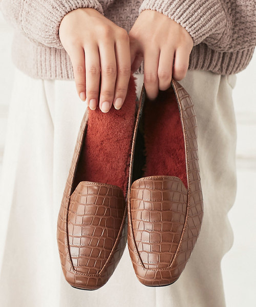 KOBE LETTUCE(コウベレタス)の「ファー中敷きSETスクエアトゥローファーシューズ(ローファー・レディース・ブラック系その他/ダークブラウン/ブラック/ブラウン系その他・L/LL/M/S)」の4枚目の写真