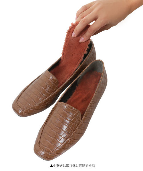 KOBE LETTUCE(コウベレタス)の「ファー中敷きSETスクエアトゥローファーシューズ(ローファー・レディース・ブラック系その他/ダークブラウン/ブラック/ブラウン系その他・L/LL/M/S)」の17枚目の写真