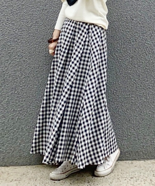 洗濯機で洗える 静電気 静電気 軽減効果 Encanto アズールエンカント のファッション Azul スカート 軽減効果 チェック柄タックフレアースカート スカート 公式の日本正規品