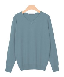 ●シルクタッチウォッシャブルニット Vネック