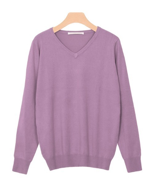 Pierrot(ピエロ)の「●シルクタッチウォッシャブルニット Vネック(ニット/セーター・レディース・ブラック/ネイビー/グレー/オフホワイト/オレンジ/ミント/ホワイト×ブラック/ブルー系その他/ライトパープル/レッド系その他/ライトベージュ/ネイビー×ホワイト/ピンク/グリーン系その他/ロイヤルブルー/ピンク系その他/ライトイエロー/ピンク系/グリーン/ブルー系・M/L)」の14枚目の写真