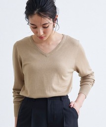 ●シルクタッチウォッシャブルニット Vネック