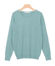 ●シルクタッチウォッシャブルニット Vネック