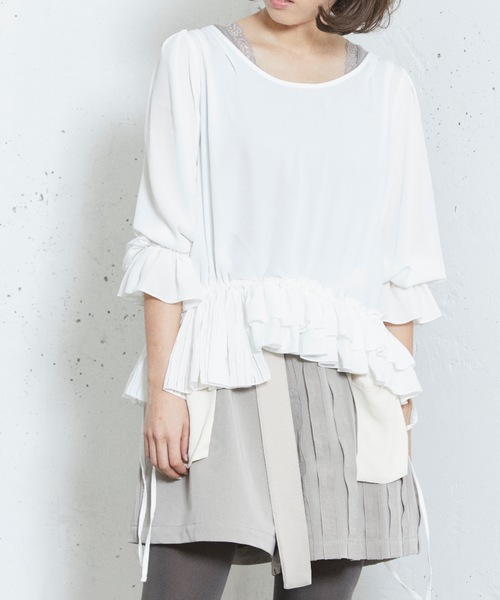 sakishimatokyo（サキシマトーキョー）の「横断歩道のブラウス（シャツ/ブラウス・レディース・ホワイト/ベージュ/グレー・FREE）」の14枚目の写真