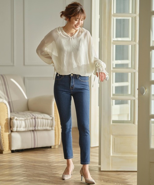 KOBE LETTUCE（コウベレタス）の「ストレッチシガレットデニムパンツ（デニムパンツ・レディース・インディゴブルー/ブルー系その他/ブルー/ブラック・M/L/S/LL）」の9枚目の写真