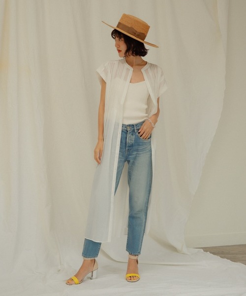 LADYMADE（レディメイド）の「シアータックロングシャツワンピース（シャツワンピース・レディース・イエロー×グリーン/ブラック/オフホワイト・FREE）」の2枚目の写真