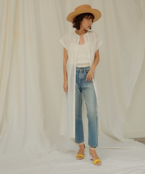 LADYMADE（レディメイド）の「シアータックロングシャツワンピース（シャツワンピース・レディース・イエロー×グリーン/ブラック/オフホワイト・FREE）」の13枚目の写真