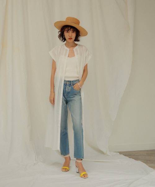 LADYMADE（レディメイド）の「シアータックロングシャツワンピース（シャツワンピース・レディース・イエロー×グリーン/ブラック/オフホワイト・FREE）」の14枚目の写真