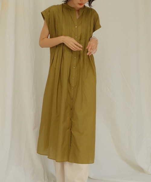 LADYMADE（レディメイド）の「シアータックロングシャツワンピース（シャツワンピース・レディース・イエロー×グリーン/ブラック/オフホワイト・FREE）」の5枚目の写真