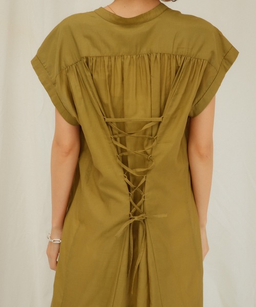 LADYMADE（レディメイド）の「シアータックロングシャツワンピース（シャツワンピース・レディース・イエロー×グリーン/ブラック/オフホワイト・FREE）」の7枚目の写真