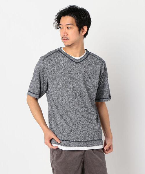 GLOSTER(グロスター)の「12G CHARIOTレイヤードニット 半袖Tシャツ付(ニット/セーター・メンズ・イエロー/オレンジ/グレー/ネイビー/ライトグレー・M/L/S)」の3枚目の写真