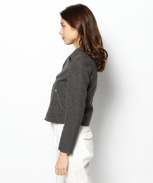 JENEVIEVE（ジュヌヴィエーヴ）の「ニットライダース（ライダースジャケット・レディース・ホワイト/ブラック/チャコールグレー・1/2）」の11枚目の写真