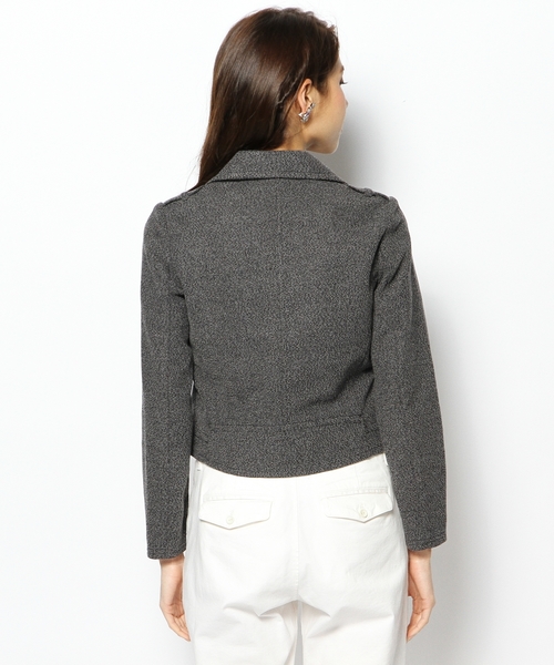 JENEVIEVE（ジュヌヴィエーヴ）の「ニットライダース（ライダースジャケット・レディース・ホワイト/ブラック/チャコールグレー・1/2）」の10枚目の写真