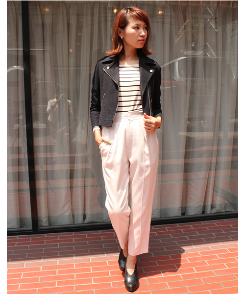 JENEVIEVE（ジュヌヴィエーヴ）の「ニットライダース（ライダースジャケット・レディース・ホワイト/ブラック/チャコールグレー・1/2）」の16枚目の写真