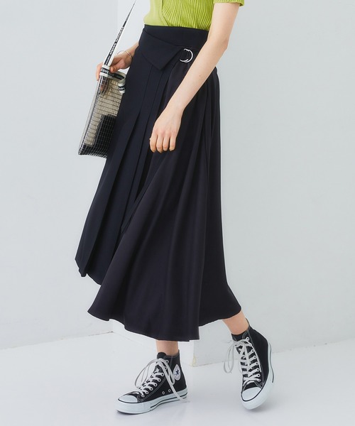 STUDIOUS（ステュディオス）の「【STUDIOUS】2WAYアシメラップスカート（スカート・レディース・ブラック/ベージュ/マルチ・1/2）」の2枚目の写真