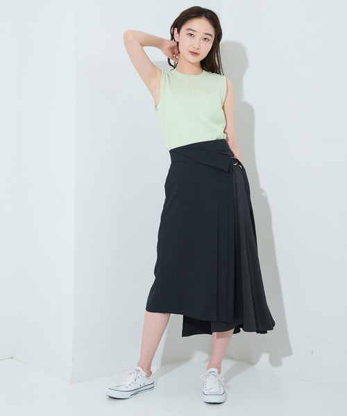 STUDIOUS（ステュディオス）の「【STUDIOUS】2WAYアシメラップスカート（スカート・レディース・ブラック/ベージュ/マルチ・1/2）」の5枚目の写真