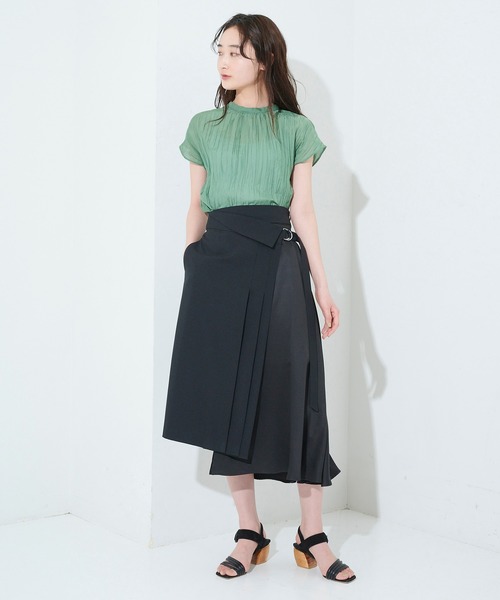 STUDIOUS（ステュディオス）の「【STUDIOUS】2WAYアシメラップスカート（スカート・レディース・ブラック/ベージュ/マルチ・1/2）」の6枚目の写真