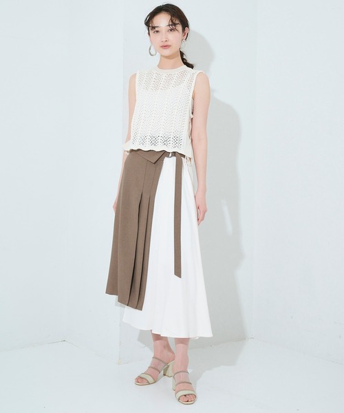 STUDIOUS（ステュディオス）の「【STUDIOUS】2WAYアシメラップスカート（スカート・レディース・ブラック/ベージュ/マルチ・1/2）」の8枚目の写真