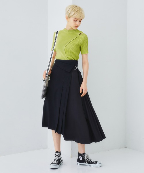 STUDIOUS（ステュディオス）の「【STUDIOUS】2WAYアシメラップスカート（スカート・レディース・ブラック/ベージュ/マルチ・1/2）」の19枚目の写真