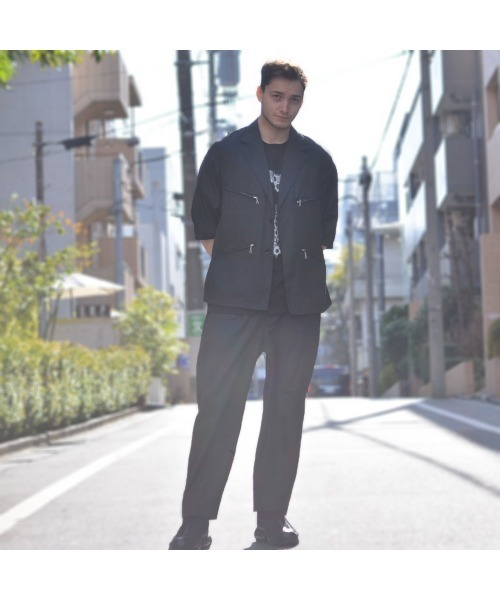 HARLEM ROUNGE(ハーレムラウンジ)の「Harlem Rounge/六分袖テーラードジャケット(テーラードジャケット・メンズ・ブラック/グレー・MEDIUM/LARGE)」の3枚目の写真