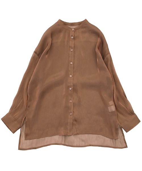 select MOCA(セレクトモカ)の「2020 A/W サテンポプリンシアーシャツ/スタンドカラーサイドスリットシアーブラウス(シャツ/ブラウス・レディース・ライトグレー/ブラウン/アイボリー・FREE)」の20枚目の写真