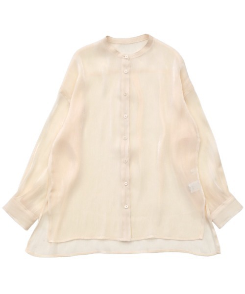 select MOCA(セレクトモカ)の「2020 A/W サテンポプリンシアーシャツ/スタンドカラーサイドスリットシアーブラウス(シャツ/ブラウス・レディース・ライトグレー/ブラウン/アイボリー・FREE)」の18枚目の写真