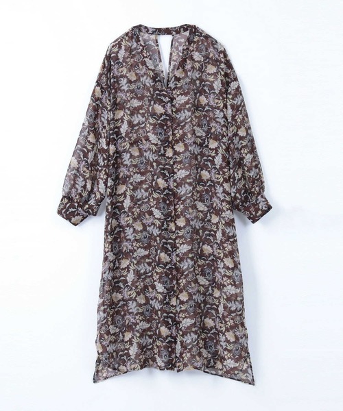 HONEYSUCKLE ROSE（ハニーサックルローズ）の「【HONEYSUCKLE ROSE】ダークフラワーワンピース（シャツワンピース・レディース・ブラウン/オフホワイト・M/L）」の10枚目の写真