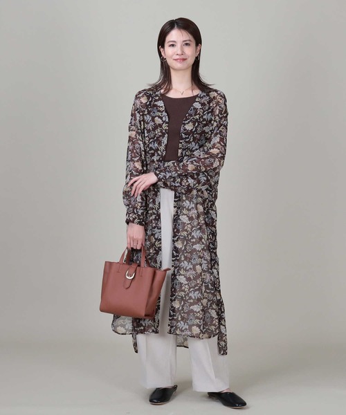 HONEYSUCKLE ROSE（ハニーサックルローズ）の「【HONEYSUCKLE ROSE】ダークフラワーワンピース（シャツワンピース・レディース・ブラウン/オフホワイト・M/L）」の7枚目の写真