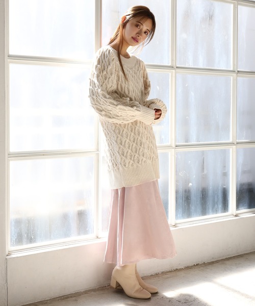 one after another NICE CLAUP（ワンアフターアナザーナイスクラップ）の「バックリボンスウェードスカート（スカート・レディース・ベージュ/ピンク/ライトベージュ・FREE）」の5枚目の写真