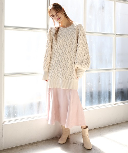 one after another NICE CLAUP（ワンアフターアナザーナイスクラップ）の「バックリボンスウェードスカート（スカート・レディース・ベージュ/ピンク/ライトベージュ・FREE）」の6枚目の写真