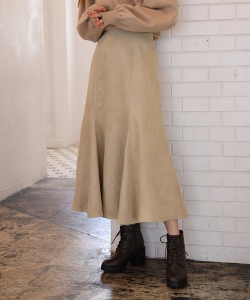 one after another NICE CLAUP（ワンアフターアナザーナイスクラップ）の「バックリボンスウェードスカート（スカート・レディース・ベージュ/ピンク/ライトベージュ・FREE）」の8枚目の写真