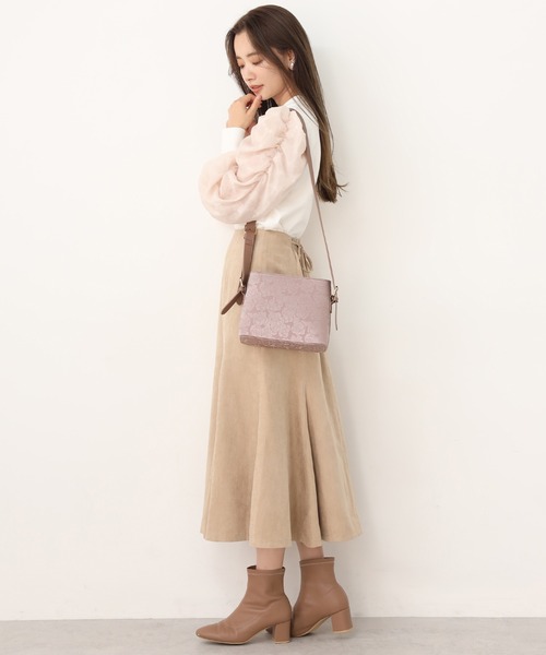 one after another NICE CLAUP（ワンアフターアナザーナイスクラップ）の「バックリボンスウェードスカート（スカート・レディース・ベージュ/ピンク/ライトベージュ・FREE）」の13枚目の写真