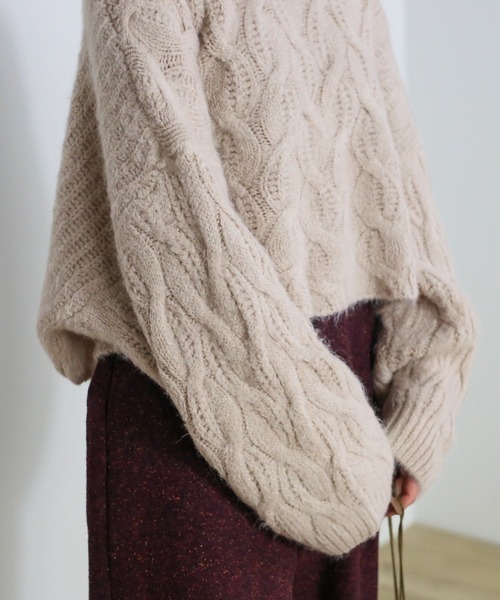 美品 BEARDSLEYFOXウールドルマンニット モカ ビアズリー BEARDSLEY ウールドルマンニット （beige