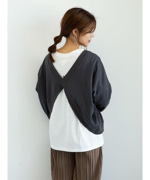 RAY CASSIN FAVORI(レイカズンフェバリ)の「・RAY CASSIN FAVORI SET2点 2wayプル×ロンT*★(Tシャツ/カットソー・レディース・チャコールグレー/ブルー/モカ/ミント・FREE)」の6枚目の写真