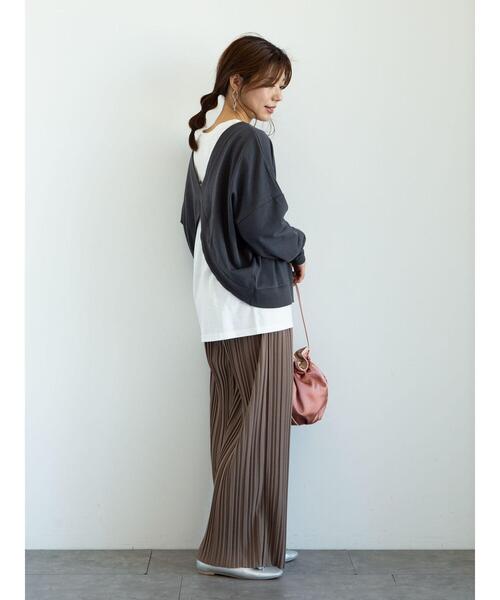 RAY CASSIN FAVORI(レイカズンフェバリ)の「・RAY CASSIN FAVORI SET2点 2wayプル×ロンT*★(Tシャツ/カットソー・レディース・チャコールグレー/ブルー/モカ/ミント・FREE)」の18枚目の写真